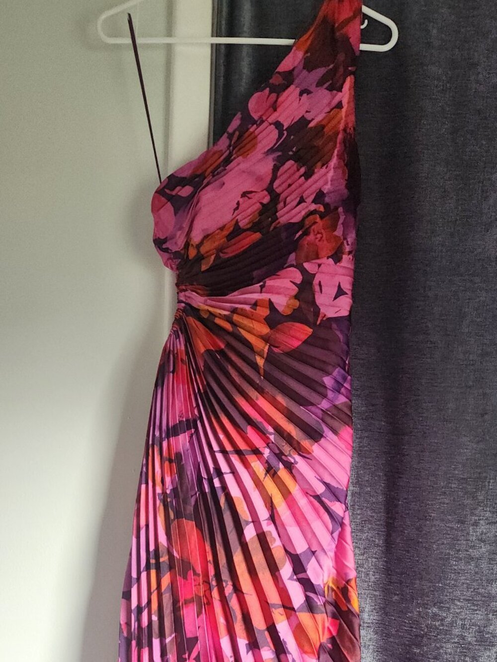Vici Modern Day Glam Printed One Shoulder Asymmetrical Maxi Dress